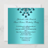 Sweet Sixteen Sweet 16 Birthday Blauwgroen Blue Ti Kaart (Achterkant)