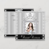 Sweet Sixteen Sweet 16 Birthday Party Black White Kaart (Voorkant / Achterkant)