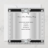 Sweet Sixteen Sweet 16 Birthday Party Black White Kaart (Achterkant)