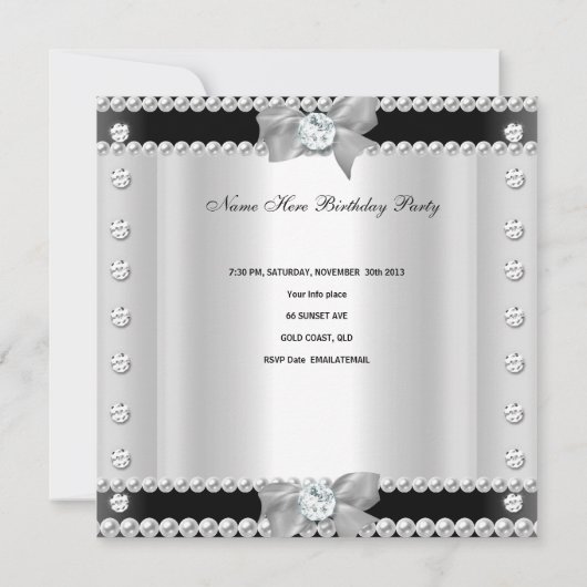 Sweet Sixteen Sweet 16 Birthday Party Black White Kaart (Achterkant)