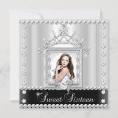 Sweet Sixteen Sweet 16 Birthday Party Black White Kaart (Voorkant)