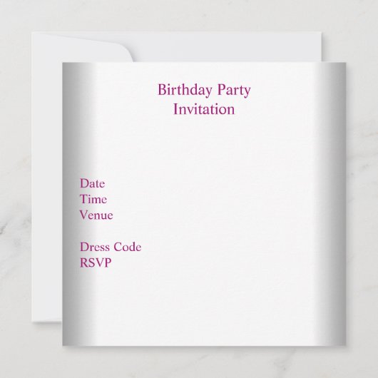 Sweet Sixteen Sweet 16 Birthday Party  Pink Kaart (Achterkant)