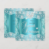 Sweet Sixteen Sweet 16  Blue White Lace Kaart (Voorkant / Achterkant)