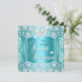 Sweet Sixteen Sweet 16  Blue White Lace Kaart (Staand voorkant)