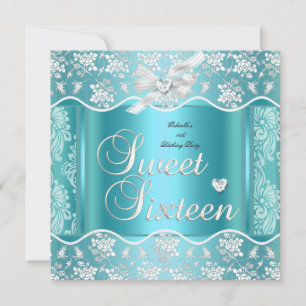 Sweet Sixteen Sweet 16  Blue White Lace Kaart