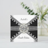 Sweet Sixteen Sweet 16 Butterfly Black White Kaart (Staand voorkant)