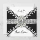 Sweet Sixteen Sweet 16 Butterfly Black White Kaart (Voorkant)