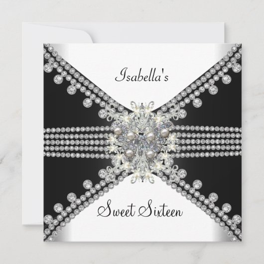 Sweet Sixteen Sweet 16 Butterfly Black White Kaart (Voorkant)