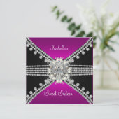 Sweet Sixteen Sweet 16 Butterfly Hot Pink Black Kaart (Staand voorkant)