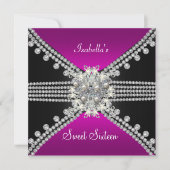 Sweet Sixteen Sweet 16 Butterfly Hot Pink Black Kaart (Voorkant)