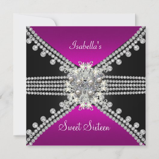 Sweet Sixteen Sweet 16 Butterfly Hot Pink Black Kaart (Voorkant)