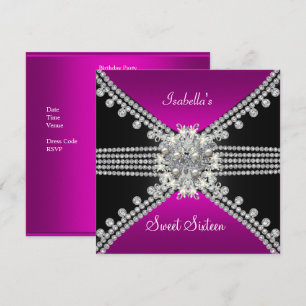 Sweet Sixteen Sweet 16 Butterfly Hot Pink Black Kaart