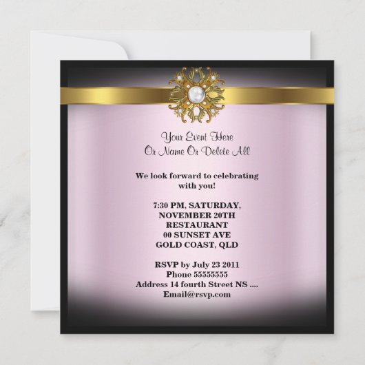 Sweet Sixteen Sweet 16 Damask Pink Gold White Kaart (Achterkant)