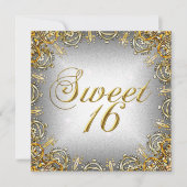 Sweet Sixteen Sweet 16 Gold Grey Silver Kaart (Voorkant)