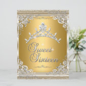 Sweet Sixteen Sweet 16 Gold White Silver Tiara Kaart (Staand voorkant)