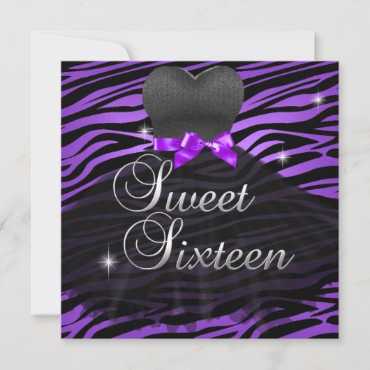 Sweet Sixteen Sweet 16 Paarse zwarte Zebra jurk Kaart (Voorkant)