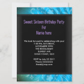Sweet Sixteen Sweet 16 Party Blue Blauwgroen Black Kaart (Achterkant)