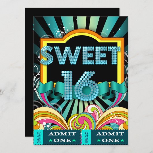 Sweet Sixteen Sweet 16 Party Ticket Admission Kaart (Voorkant / Achterkant)