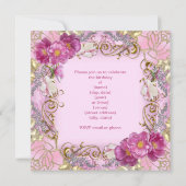 Sweet Sixteen Sweet 16 Pink Damask Gold Flowers Kaart (Achterkant)