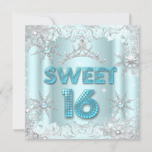 Sweet Sixteen Sweet 16 Teal sneeuwvlok Zilver  2 Kaart