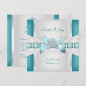 Sweet Sixteen Sweet 16 Tiara Blue Blauwgroen Kaart (Voorkant / Achterkant)