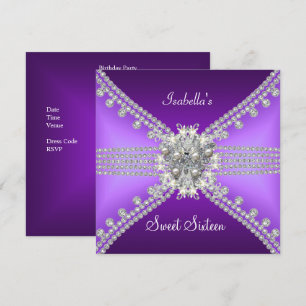 Sweet Sixteen Sweet 16 Vlinder Paars Zilver 3 Kaart