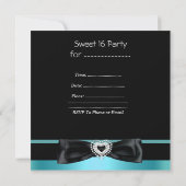 Sweet Sixteen Sweet 16 Zebra Blue Black Kaart (Achterkant)