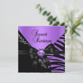 Sweet Sixteen Sweet 16 Zebra Paarse Black Jewel Kaart (Staand voorkant)