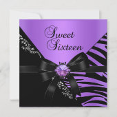 Sweet Sixteen Sweet 16 Zebra Paarse Black Jewel Kaart (Voorkant)