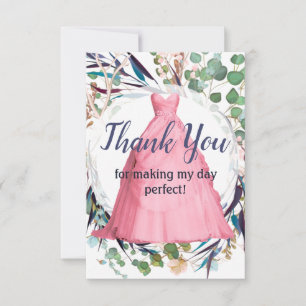Sweet Sixteen Thank You Card – Roze formele jurk Bedankkaart