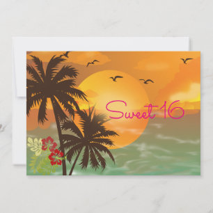 Sweet Sixteen, Tropisch, Hawaiian Luau Uitnodiging