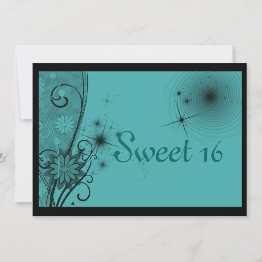 Sweet Sixteen Turquoise en Black Kaart (Voorkant)