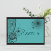 Sweet Sixteen Turquoise en Black Kaart (Staand voorkant)