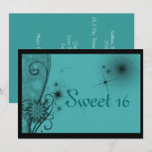 Sweet Sixteen Turquoise en Black Kaart (Voorkant / Achterkant)