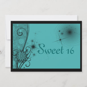 Sweet Sixteen Turquoise en Black Kaart