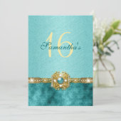 "sweet sixteen" turquoise goud 16 verjaardag kaart (Staand voorkant)
