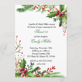 Sweet Sixteen Uitnodiging Botanische Waterverf