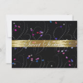 Sweet Sixteen Uitnodiging, Elegant Black & Gold Kaart (Voorkant)