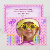 Sweet Sixteen-uitnodiging Kaart (Voorkant / Achterkant)