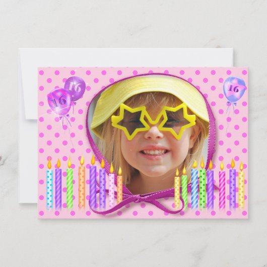 Sweet Sixteen-uitnodiging Kaart (Voorkant)
