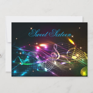 Sweet Sixteen Uitnodiging Neon Gloeilampen
