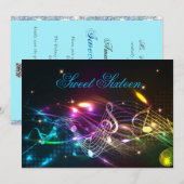 Sweet Sixteen Uitnodiging Neon Glow Lichten (Voorkant / Achterkant)