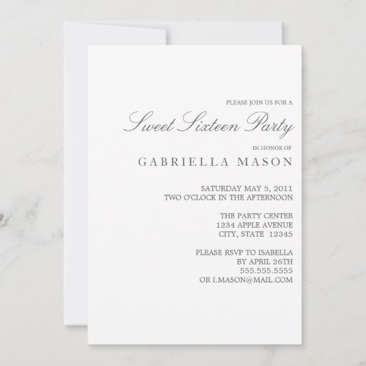 Sweet Sixteen | Uitnodiging om een blauwe verjaard (Achterkant)