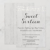 Sweet Sixteen-uitnodiging | Rustic Romantic Kaart (Voorkant / Achterkant)