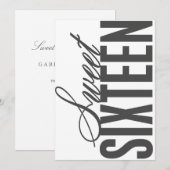 Sweet Sixteen | uitnodiging van de partij Birthday (Voorkant / Achterkant)