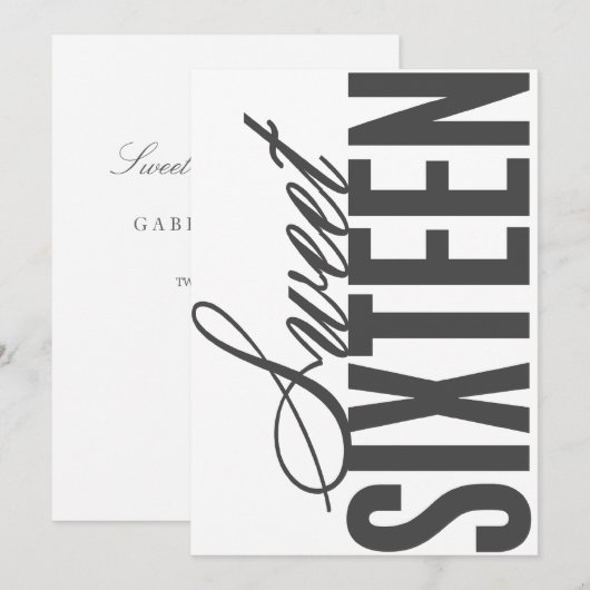 Sweet Sixteen | uitnodiging van de partij Birthday (Voorkant / Achterkant)
