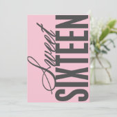 Sweet Sixteen | uitnodiging van de roze Birthday P (Staand voorkant)