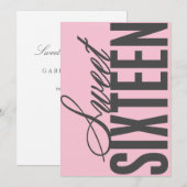 Sweet Sixteen | uitnodiging van de roze Birthday P (Voorkant / Achterkant)