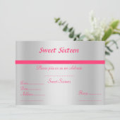 Sweet sixteen-uitnodiging zilver kaart (Staand voorkant)