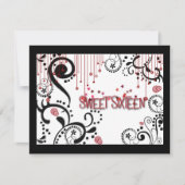 Sweet Sixteen Uitnodiging zwart, wit en rood (Voorkant)